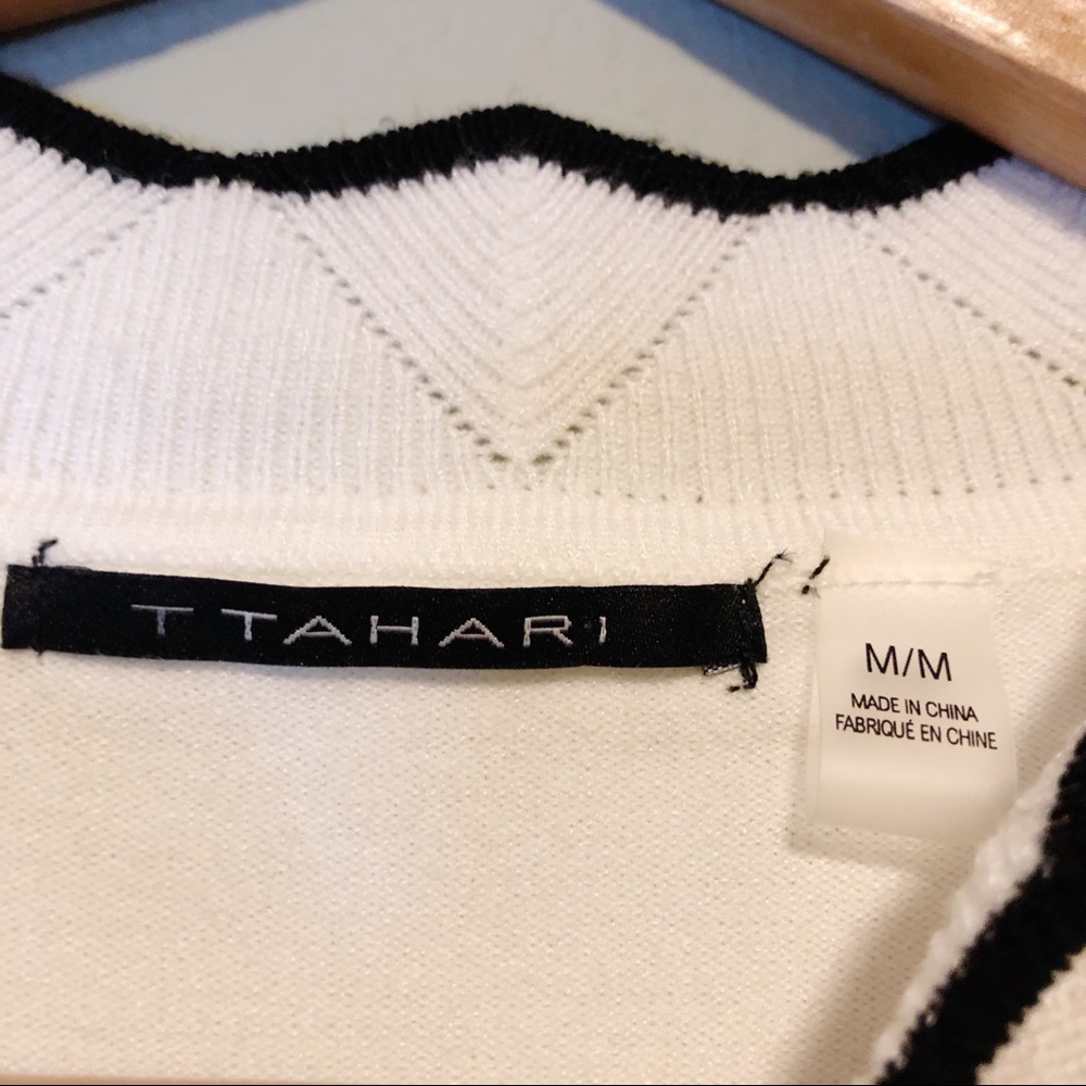 T Tahari Zigzag Trim & Eyelet SleeveSweater - M - Picture 7 of 8